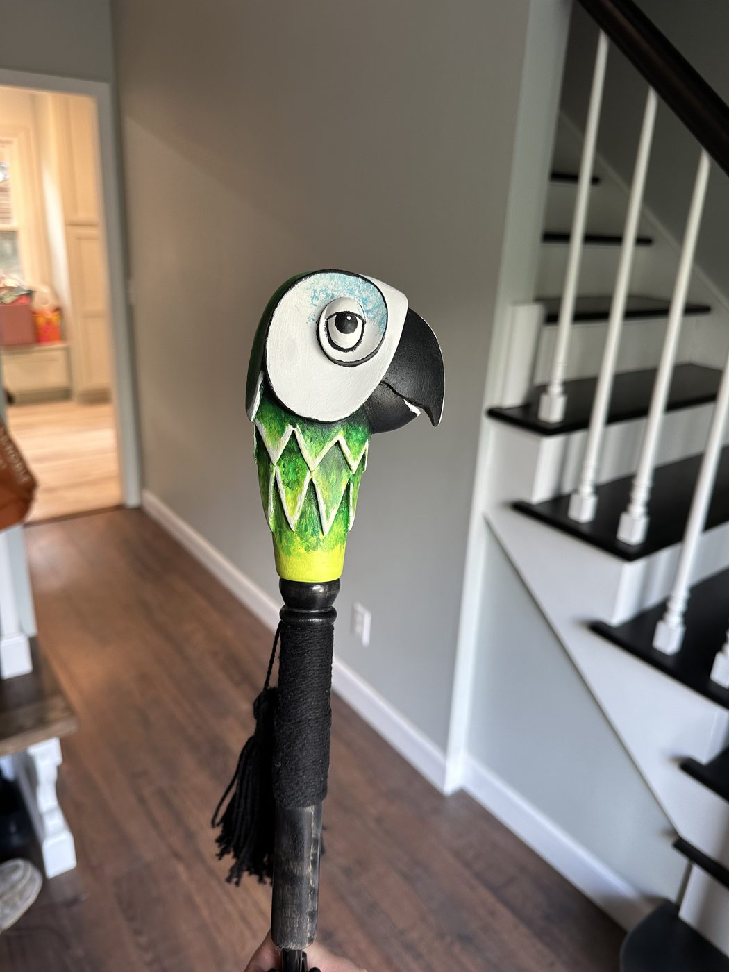 Hand-carved wooden cane by J Drake Customs