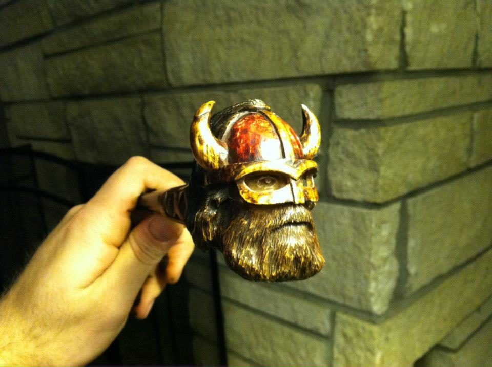 Hand-carved wooden pipe by J Drake Customs