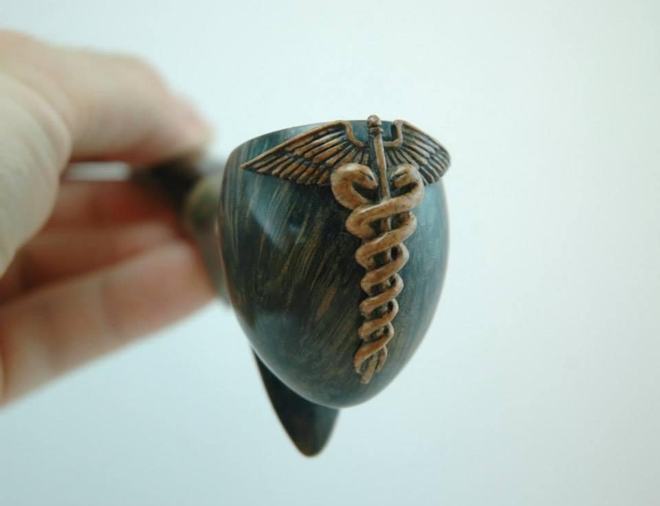 Hand-carved wooden pipe by J Drake Customs