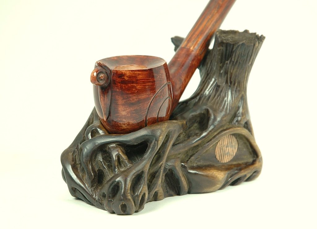 Hand-carved wooden pipe by J Drake Customs