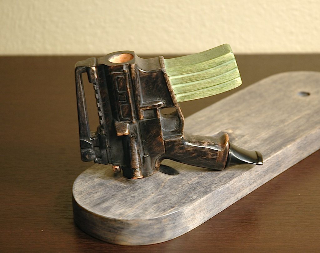 Hand-carved wooden pipe by J Drake Customs