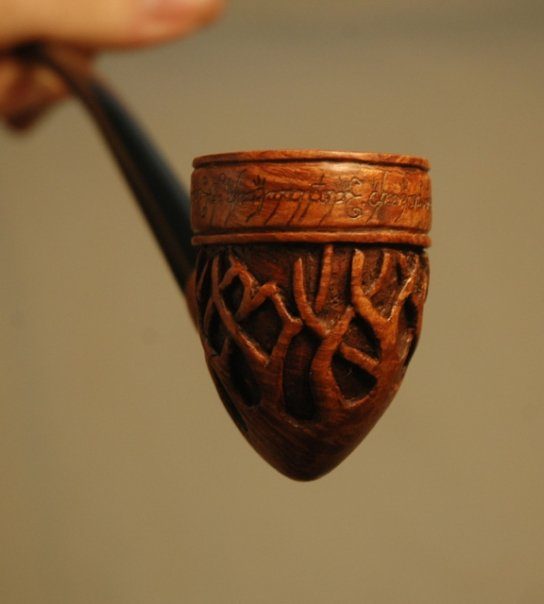 Hand-carved wooden pipe by J Drake Customs
