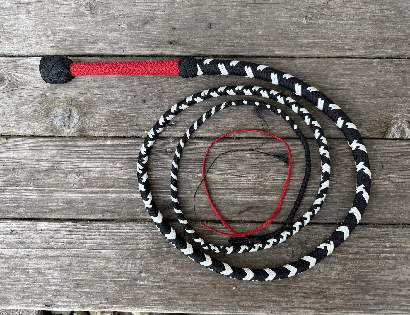 Handcrafted braided whip by J Drake Customs